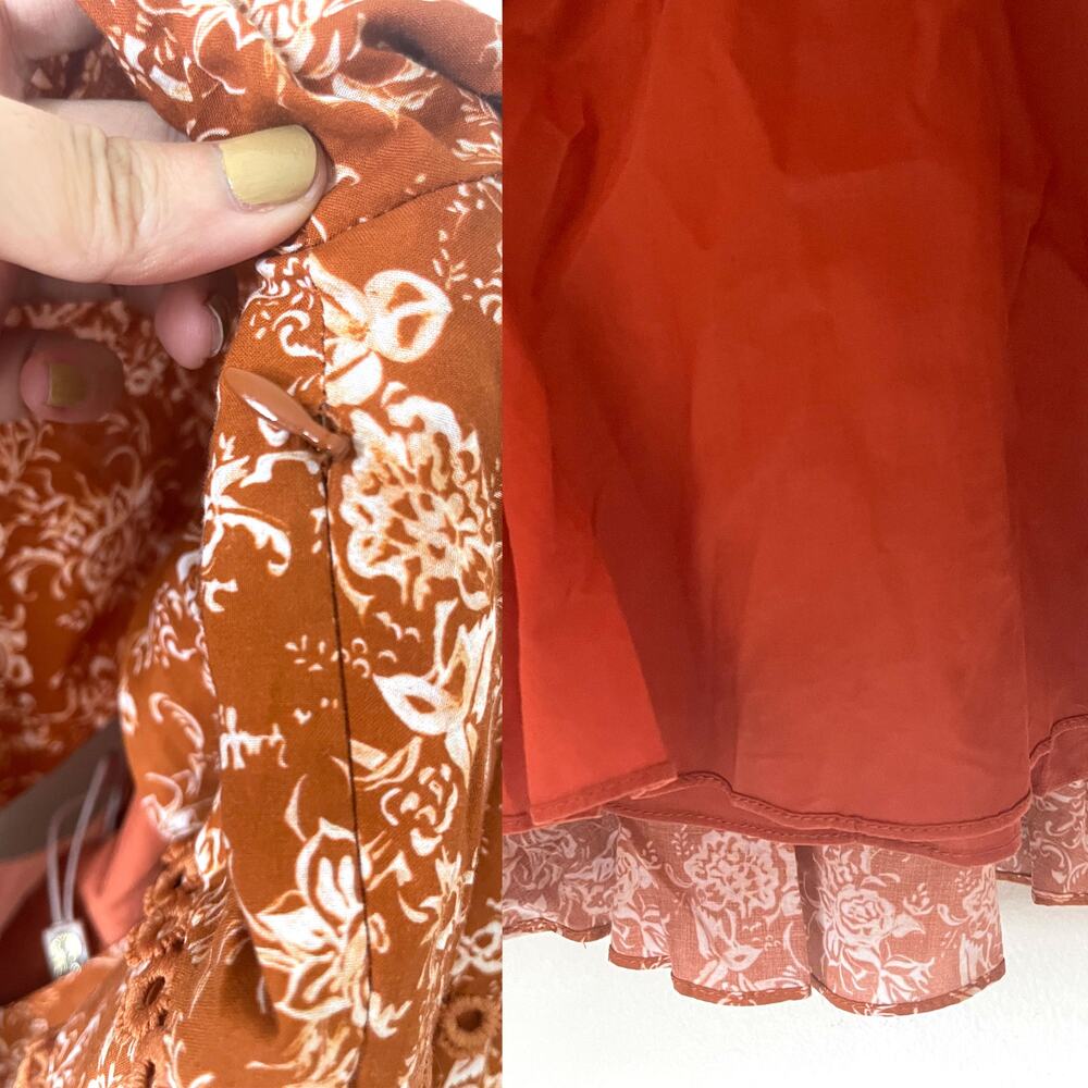 Caroline Constas Blakely Floral Mini Dress NWT Rust S - Picture 12 of 16
